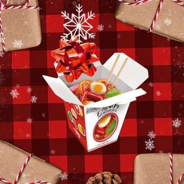 Raindrops Gummy Candy Noodles Takeout Box - Fun Candy with Shrimp, Egg, and More!