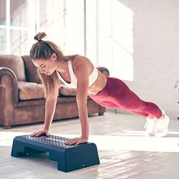 Reebok Mini Workout Step Platform - Aerobic Step with Resistance Tube Attachment Slot - Great for All Fitness Levels - Durable Circuit Size Aerobic Stepper - Ideal for Home or Studio Exercise