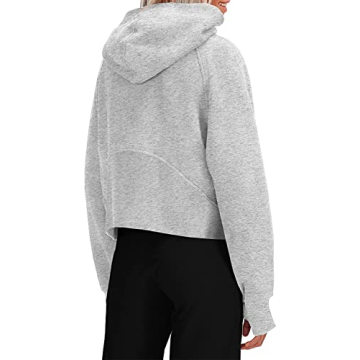 Women's Fleece-Lined Half Zip Crop Hoodie Stylish Warm Pullover
