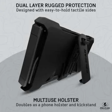 Pelican Shield iPhone 15 Pro Max Case - Compatible with MagSafe - 21FT Military-Grade Drop Protection - Rugged iPhone 15 Pro Max Phone Case with Belt Clip Holster - Brushed Aluminum