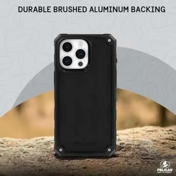 Pelican Shield iPhone 15 Pro Max Case - Compatible with MagSafe - 21FT Military-Grade Drop Protection - Rugged iPhone 15 Pro Max Phone Case with Belt Clip Holster - Brushed Aluminum
