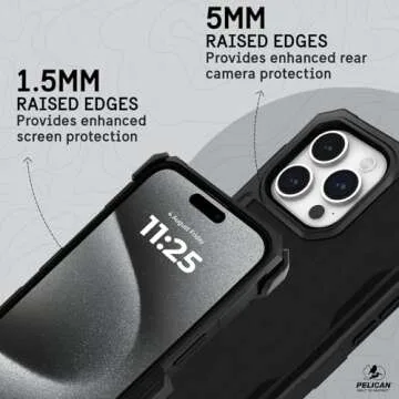 Pelican Shield iPhone 15 Pro Max Case - Compatible with MagSafe - 21FT Military-Grade Drop Protection - Rugged iPhone 15 Pro Max Phone Case with Belt Clip Holster - Brushed Aluminum