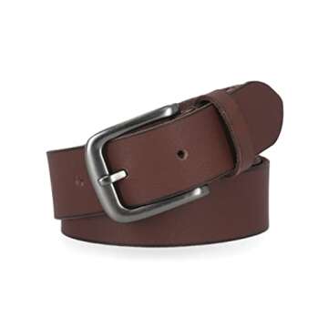 Timberland Boys' Big Leather Belt for Kids, Brown/Classic, Large