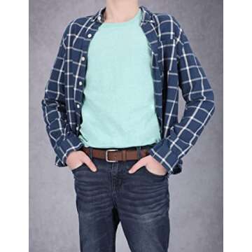 Timberland Boys' Big Leather Belt for Kids, Brown/Classic, Large