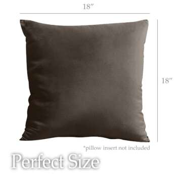 lalaLOOM Velvet Throw Pillow Covers, Set of 2, 18x18 Decorative Square Pillows Home Decor, Soft Accent Cases, Silky Machine Washable Pillowcases for Sofa, Couch, Bedroom, Living Room, Brown