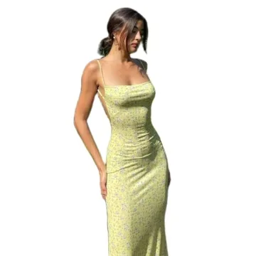 KMBANGI Women Cutout Backless Maxi Dress - Elegant Floral Party Wear