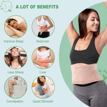 Castor Oil Pack, DEROWN Castor Oil Packs Wrap, Less Mess Made of Organic Cotton Flannel & Waterproof PUL, Reusable Massage Castor Oil Pack Kit with Anti Oil Leak Design (Oil Not Included)