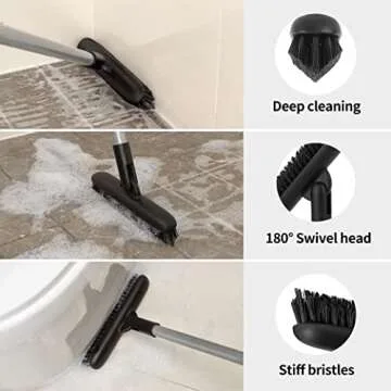 MR.SIGA Heavy Duty Grout Scrub Brush with Long Handle