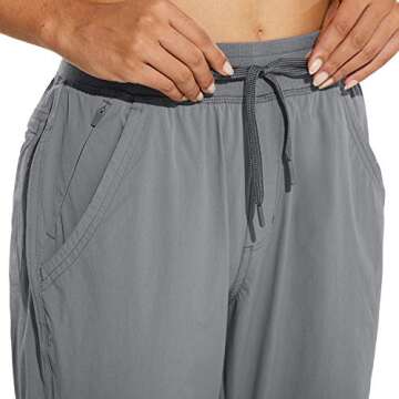 BALEAF Women's Quick Dry Hiking Pants Lightweight Drawstring Joggers Zipped Pockets Running Workout Pants Dim Gray XS