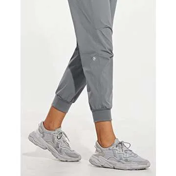 BALEAF Women's Quick Dry Hiking Pants Lightweight Drawstring Joggers Zipped Pockets Running Workout Pants Dim Gray XS