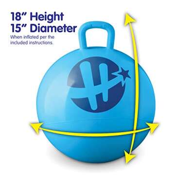 Hedstrom Blue Polka Dot Hopper Ball, Kid's Ride-on Toy, Bouncy Hopping Ball with Handle - 15 Inch