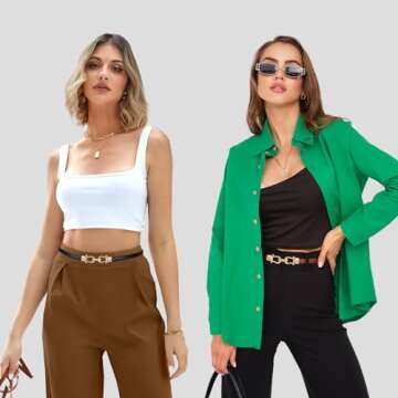 JASGOOD Leather Skinny Women Belt Ladies Thin Waist Belts Plus Size Adjustable for Jeans Pants Dresses with Metal Buckle