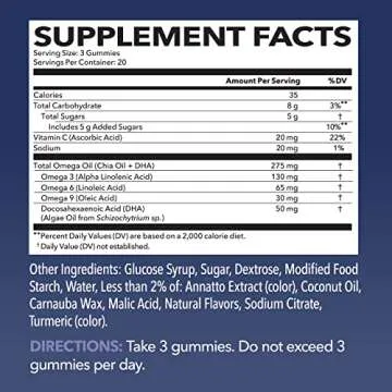 Omega 3 6 9 + DHA Gummies - Plant-Based Vitamins for Heart Health