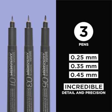 SAKURA Microperm Ultra Fine Point Pens - Permanent Marker Pen - Assorted Point Sizes - Black Ink - 3 Pack