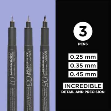 SAKURA Microperm Ultra Fine Point Pens - Permanent Marker Pen - Assorted Point Sizes - Black Ink - 3 Pack