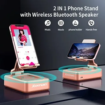 Jteman Portable Phone Stand with Speaker - Rose Gold Gift