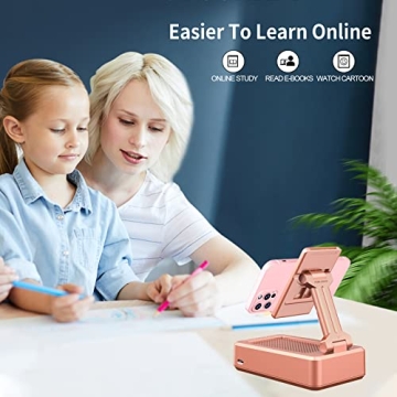 Jteman Portable Phone Stand with Speaker - Rose Gold Gift