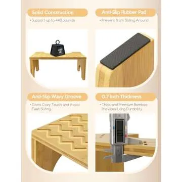 Easoger Toilet Stool 7" Bamboo Step Stool for Comfortable Defecation