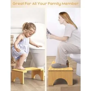Easoger Toilet Stool 7" Bamboo Step Stool for Comfortable Defecation