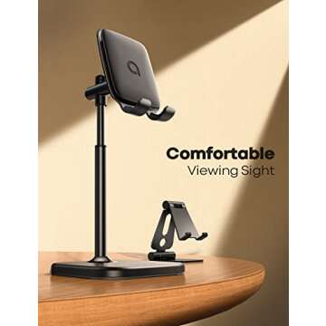 Lamicall Cell Phone Stand, Phone Holder - [Height Angle] Adjustable Mobile Phone Stand for Desk, Off...