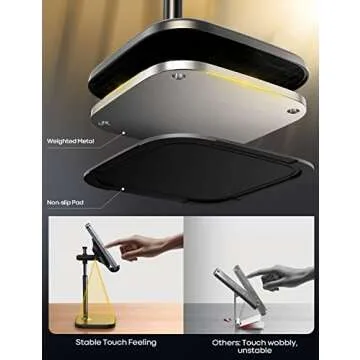 Lamicall Cell Phone Stand, Phone Holder - [Height Angle] Adjustable Mobile Phone Stand for Desk, Office, Compatible with iPhone 14 Plus, 13, Pro, Pro Max, Mini 12 11 X Xr XS, 4-10" Cellphone & Tablet