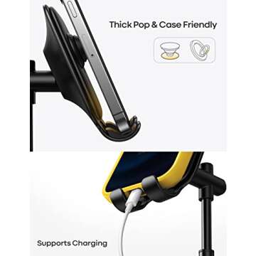 Lamicall Cell Phone Stand, Phone Holder - [Height Angle] Adjustable Mobile Phone Stand for Desk, Office, Compatible with iPhone 14 Plus, 13, Pro, Pro Max, Mini 12 11 X Xr XS, 4-10" Cellphone & Tablet