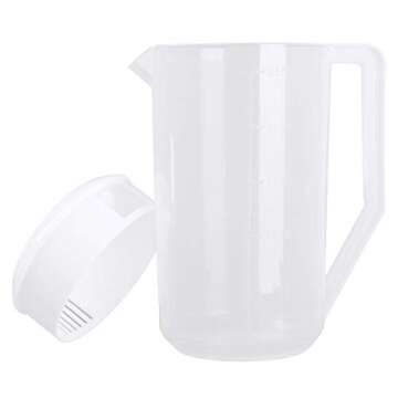 Freebily 2500ML Large Capacity Food Grade Plastic Measuring Water Pitcher Jug with Lid for Cold Water Ice Tea Juice Beer White One Size