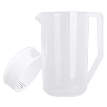 Freebily 2500ML Large Capacity Food Grade Plastic Measuring Water Pitcher Jug with Lid for Cold Water Ice Tea Juice Beer White One Size