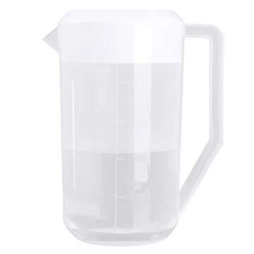 Freebily 2500ML Large Capacity Food Grade Plastic Measuring Water Pitcher Jug with Lid for Cold Water Ice Tea Juice Beer White One Size