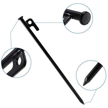 Suwimut Tent Stakes - 12 Inch Heavy Duty Steel Pegs