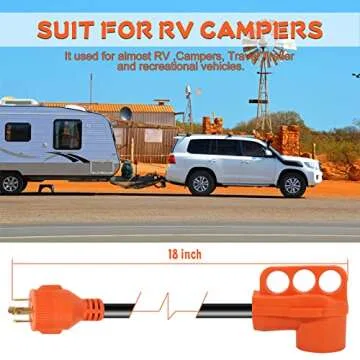OPL5 RV 30Amp 4 Prong Locking Male to 50Amp Female 12 inch RV Electrical Adapter with Grip Handle, Heavy Duty 125 250V RV Adapter for RV Trailer Camper， ETL Listed (30A 4Pin Male to 50A Female)