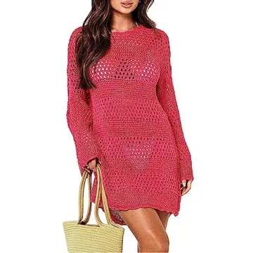 Pink Queen Hollow Out Beach Dress for Women