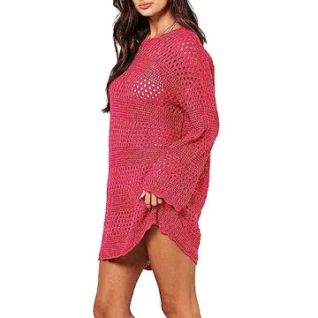 Pink Queen Hollow Out Beach Dress for Women