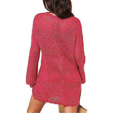 Pink Queen Hollow Out Beach Dress for Women