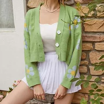 Trendy VLOJELRY Women's Flower Cardigan for Casual Style