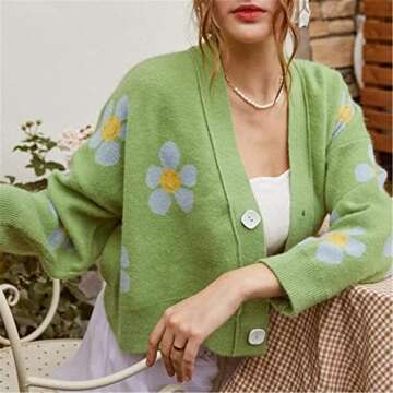 Trendy VLOJELRY Women's Flower Cardigan for Casual Style