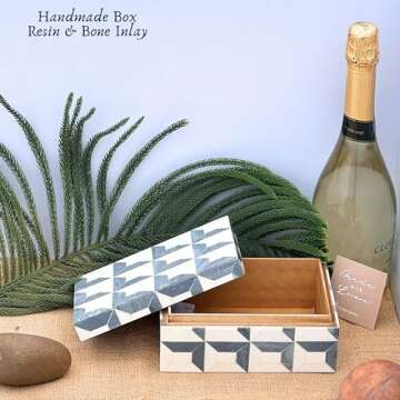 collectiblesBuy Handmade Natural Inlay Decorative Jewelry & Storage Box Rectangular Unique Design -W...