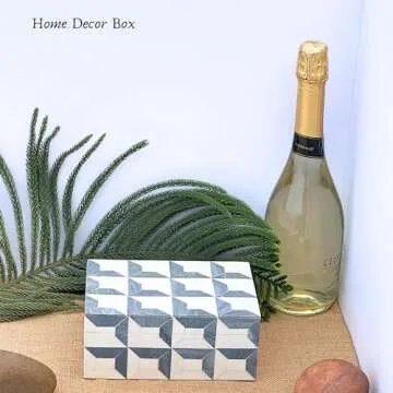 collectiblesBuy Handmade Natural Inlay Decorative Jewelry & Storage Box Rectangular Unique Design -White & Grey with Yellow Shade.