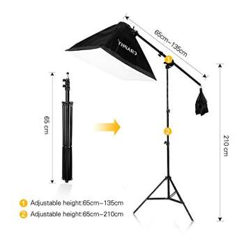 CRAPHY Photography Softbox Lighting Kit 12x45W Studio Continuous Light with 6.5ftx 10ft Background Support System Stand, 3X Backdrops (Green,White,Black) for Portrait, Product and Video Shooting