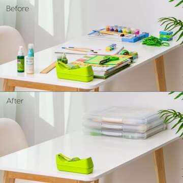 IRIS USA Fits 12" x 12" Paper, 10 Pack Thin Portable Plastic Scrapbook Paper Storage Cases with Built-in Handle for Art and Craft Supplies, Office Document, Stationery, Photo, Vinyl, Notebook, Clear