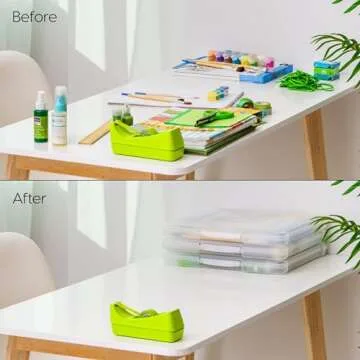 IRIS USA Fits 12" x 12" Paper, 10 Pack Thin Portable Plastic Scrapbook Paper Storage Cases with Built-in Handle for Art and Craft Supplies, Office Document, Stationery, Photo, Vinyl, Notebook, Clear