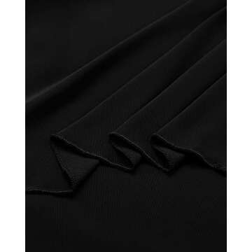 Lotusmile Womens Dressy Blouse Double Layers Mesh Shirt Ruffle 3/4 Flared Sleeve Tunic Tops(Black, 3XL)