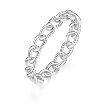 Mameloly 3.8mm 925 Sterling Silver Stackable Wedding Band