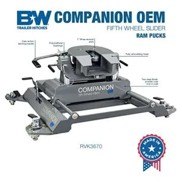 B&W Trailer Hitches Companion OEM Slider Fifth Wheel Hitch for Ram Puck System - RVK3670