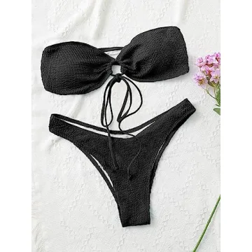 Stylish High Cut Bandeau Bikini Set - Perfect Summer Swimwear