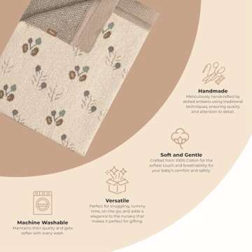 Crane Baby Blanket,100% Organic Baby Blanket, Poppy Pattern Knitted Baby Blanket, Baby Blankets for ...