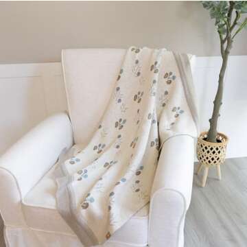 Crane Baby Blanket,100% Organic Baby Blanket, Poppy Pattern Knitted Baby Blanket, Baby Blankets for Boys & Girls, Soft Baby Blanket, Knit Baby Blanket, Stroller Blanket, Crib Blanket