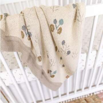 Crane Baby Blanket,100% Organic Baby Blanket, Poppy Pattern Knitted Baby Blanket, Baby Blankets for Boys & Girls, Soft Baby Blanket, Knit Baby Blanket, Stroller Blanket, Crib Blanket