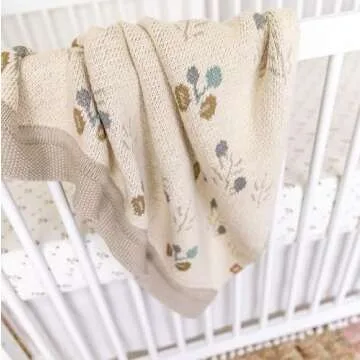 Crane Baby Blanket,100% Organic Baby Blanket, Poppy Pattern Knitted Baby Blanket, Baby Blankets for Boys & Girls, Soft Baby Blanket, Knit Baby Blanket, Stroller Blanket, Crib Blanket