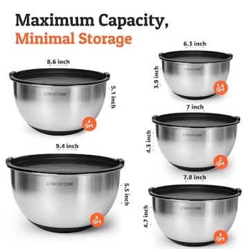 Priority Chef Mixing Bowls With Airtight Lids Set 1.5-5 Quart